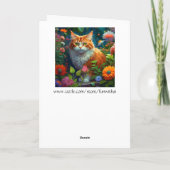 Schattigee Sinaasappels kat in kleurrijke bloemen  Kaart (Achterkant)
