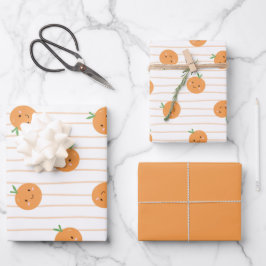 Schattigee Sinaasappels Print - Inpakpapier Set Vel