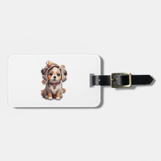 Schattigee single-dog Stickers Bagagelabel (Voorkant horizontaal)