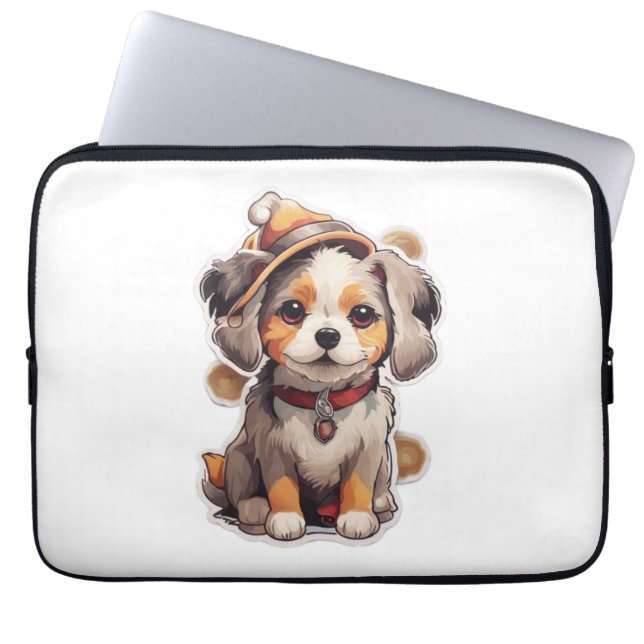 Schattigee single-dog Stickers Laptop Sleeve (Voorkant)