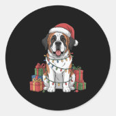 Schattigee Sint Bernard Santa Hat Christmas Honden Ronde Sticker (Voorkant)
