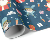 Schattigee Sinterklaas en Piet Pattern op de marin Cadeaupapier (Rol Hoek)