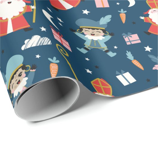 Schattigee Sinterklaas en Piet Pattern op de marin Cadeaupapier (Rol Hoek)