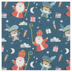 Schattigee Sinterklaas en Piet Pattern op de marin Stof