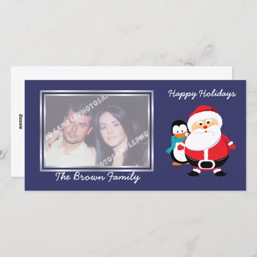 Schattigee Sinterklaas en Pinguïn in de winter fot Feestdagenkaart (Voorkant / Achterkant)