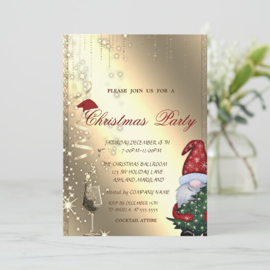 Schattigee Sinterklaas, Glas, Zakelijk Kerstfeest Kaart (Staand voorkant)