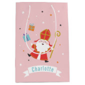 Schattigee Sinterklaas met naam en cadeaus Medium Cadeauzakje (Voorkant)