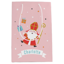 Schattigee Sinterklaas met naam en cadeaus Medium Cadeauzakje