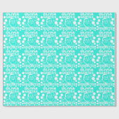 Schattigee Sinterklaas Naam toevoegen Turquoise Ch Cadeaupapier (Vlak)