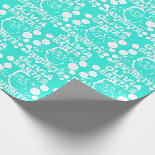 Schattigee Sinterklaas Naam toevoegen Turquoise Ch Cadeaupapier (Hoek)