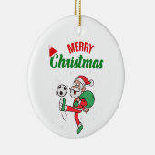 Schattigee Sinterklaas Spelen Voetbal Kerstmis Car Keramisch Ornament (Rechts)
