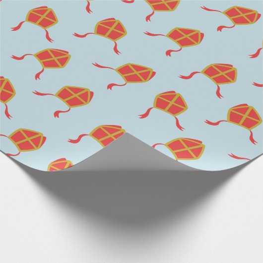 Schattigee Sinterklaasmijters op lichtblauw Cadeaupapier (Hoek)