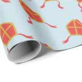 Schattigee Sinterklaasmijters op lichtblauw Cadeaupapier (Rol Hoek)