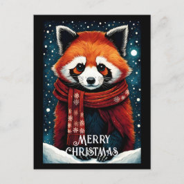 Schattigee sjaal rode panda sneeuw winter kerst briefkaart