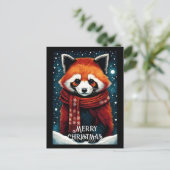 Schattigee sjaal rode panda sneeuw winter kerst briefkaart (Staand voorkant)