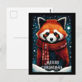 Schattigee sjaal rode panda sneeuw winter kerst briefkaart (Voorkant / Achterkant)