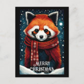 Schattigee sjaal rode panda sneeuw winter kerst briefkaart (Voorkant)