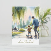 Schattigee skateboard lessen met papa Waterverf Feestdagenkaart (Staand voorkant)