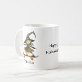 Schattigee skateboarden heks Halloween Koffiemok (Voorkant links)