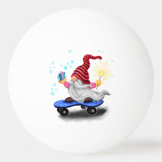 Schattigee Skater Gnome Christmas Ping Pong Ball (Voorkant)
