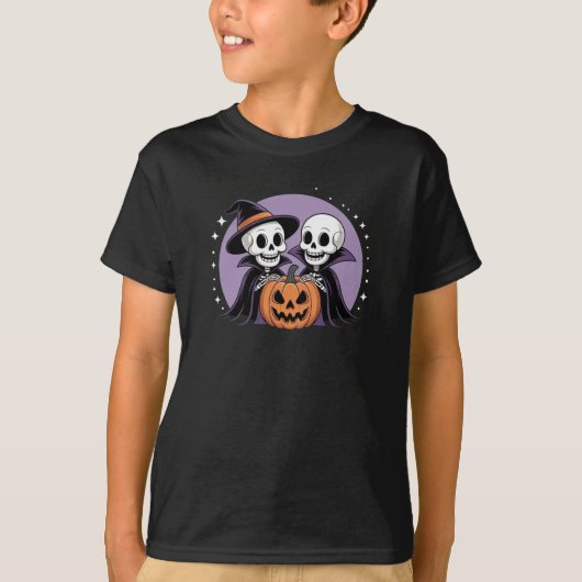 Schattigee Skeleton Vrienden Kinder Halloween T-Sh T-shirt (Voorkant)