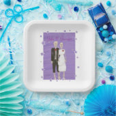 Schattigee skeletten lavendel sterren halloween br papieren bordje (Feest)