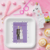 Schattigee skeletten lavendel sterren halloween br papieren bordje (Feest)