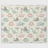 Schattigee Sketchy Dinosaurs bij Jurassic Land Cadeaupapier (Vlak)