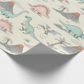 Schattigee Sketchy Dinosaurs bij Jurassic Land Cadeaupapier (Hoek)