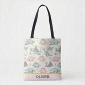 Schattigee Sketchy Dinosaurs bij Jurassic Land Tote Bag (Voorkant)