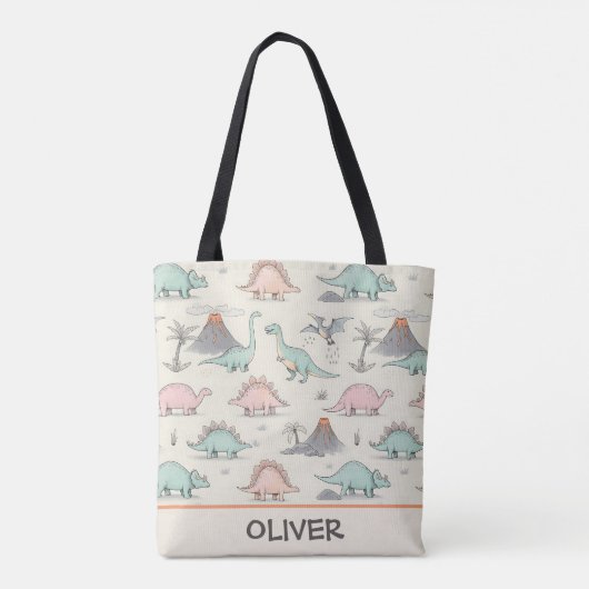 Schattigee Sketchy Dinosaurs bij Jurassic Land Tote Bag (Achterkant)