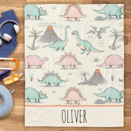 Schattigee Sketchy Dinosaurs op Jurassic Land Fleece Deken