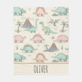 Schattigee Sketchy Dinosaurs op Jurassic Land Fleece Deken (Voorkant)