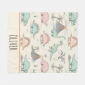 Schattigee Sketchy Dinosaurs op Jurassic Land Fleece Deken (Voorkant (Horizontaal))