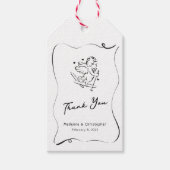 Schattigee Ski Cupid Winter Trouwfoto Cadeaulabel (Voorkant)