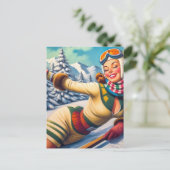 Schattigee  Ski Pin-Up Briefkaart (Staand voorkant)