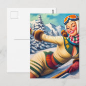 Schattigee  Ski Pin-Up Briefkaart (Voorkant / Achterkant)