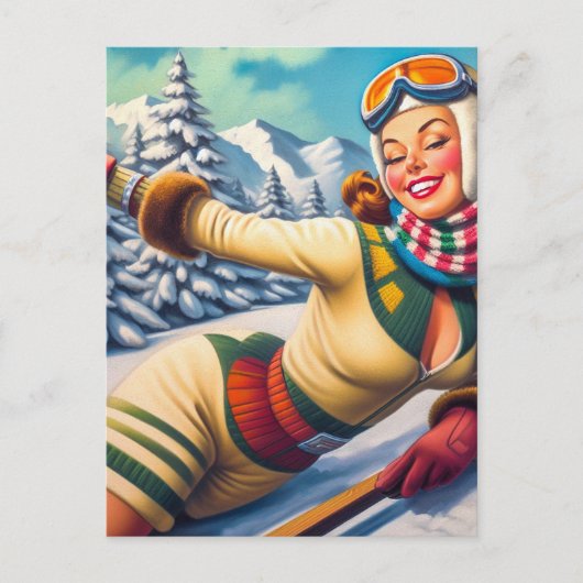 Schattigee  Ski Pin-Up Briefkaart (Voorkant)