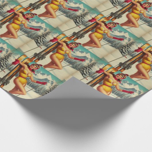 Schattigee  Ski Pin Up Cadeaupapier (Hoek)