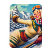 Schattigee Ski Pin-Up Magneet (Verticaal)