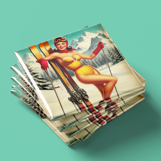 Schattigee Ski Pin Up Magneet