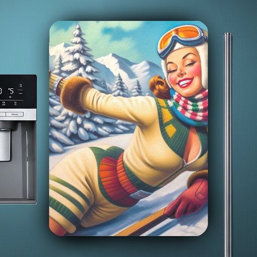 Schattigee Ski Pin-Up Magneet