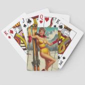 Schattigee Ski Pin Up Pokerkaarten (Achterkant)
