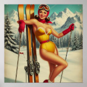 Schattigee Ski Pin Up Poster (Voorkant)