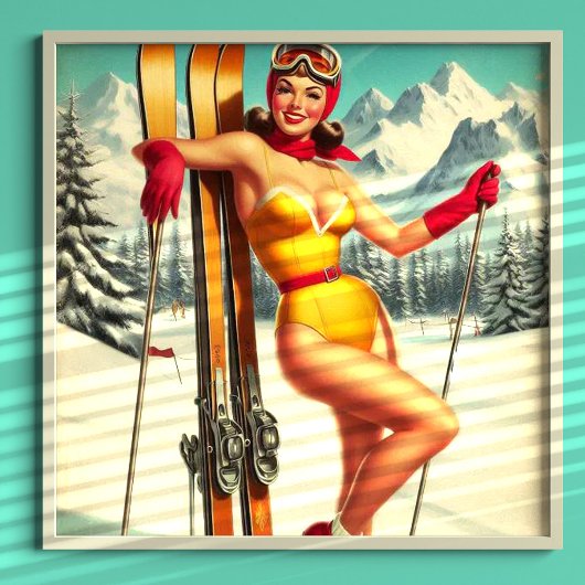 Schattigee Ski Pin Up Poster