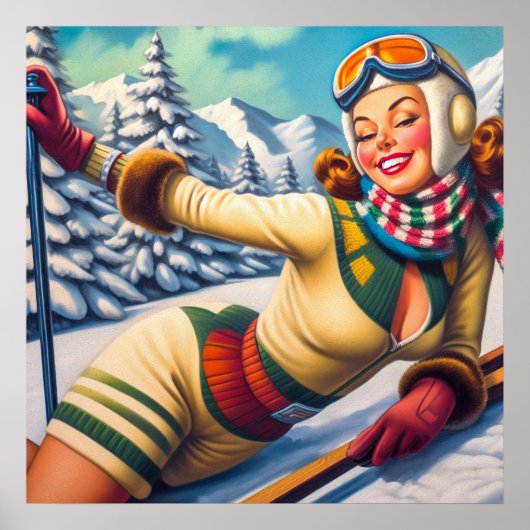 Schattigee  Ski Pin-Up Poster (Voorkant)