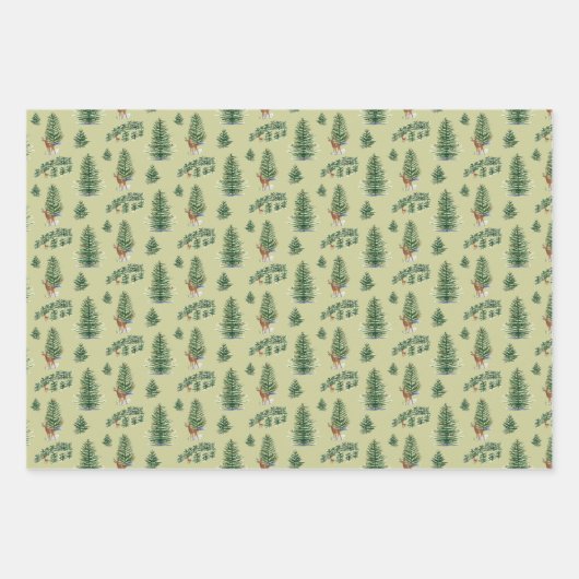 Schattigee Ski Roze Nordic Christmas Inpakpapier Vel (Voorkant 2)