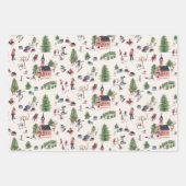 Schattigee Ski Roze Nordic Christmas Inpakpapier Vel (Voorkant)