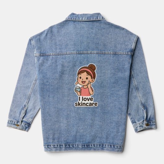 Schattigee Skincare Girl Sticker - Self-Care Carto Denim Jacket (Achterkant)