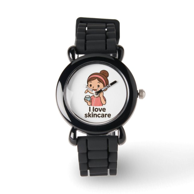 Schattigee Skincare Girl Sticker - Self-Care Carto Horloge (Voorkant)